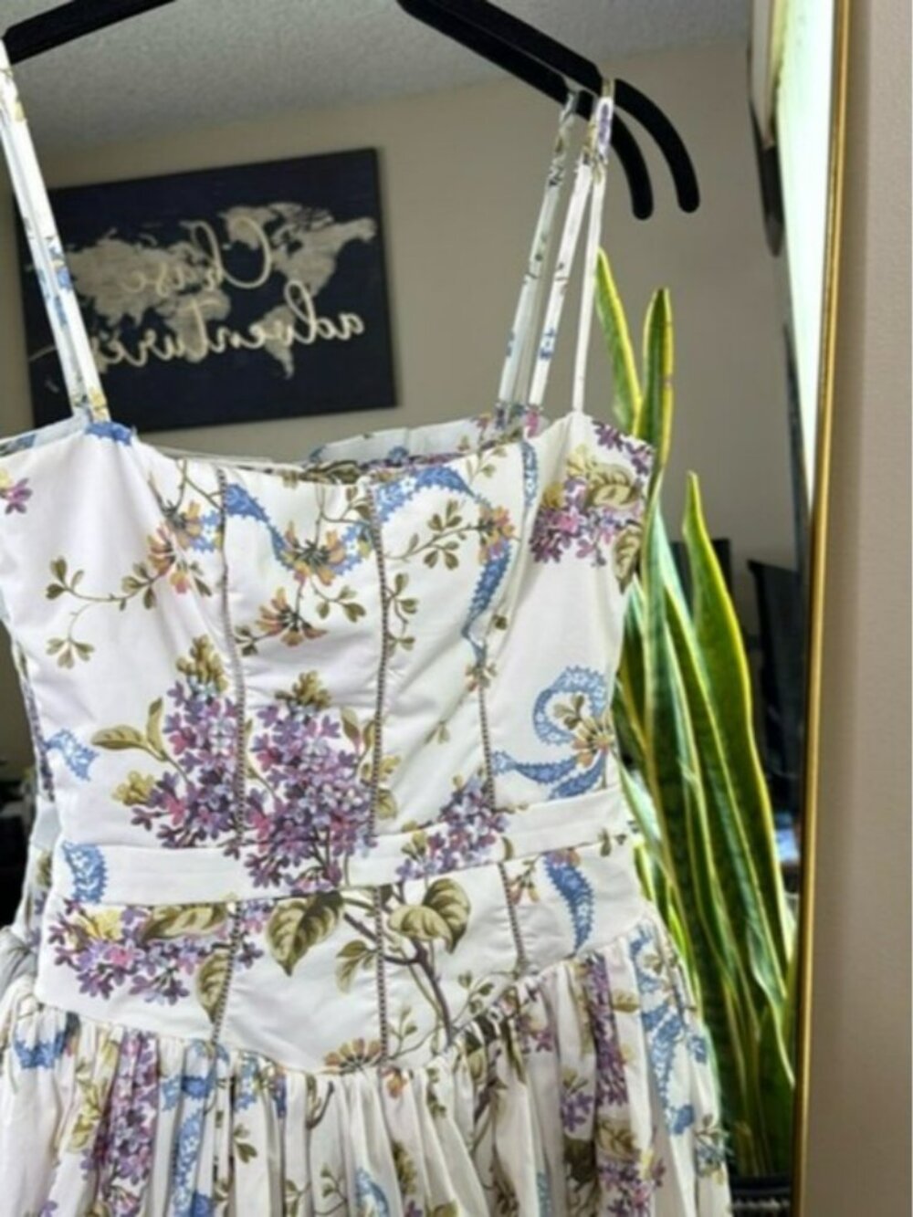 House of CB 'Ysabella' off white vintage ribbon print cotton midi sundress NWOT - Picture 6 of 7